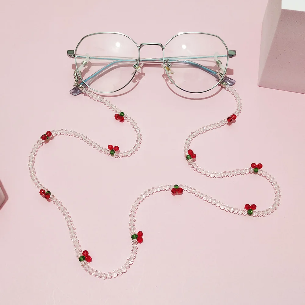 1pc Fashion Cherry Beaded Mask Chain Glasses Lanyard Multifunctional Anti-lost Necklace For Women