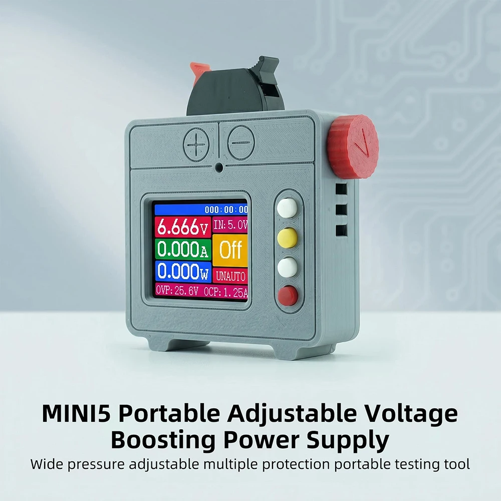 Mini Portable Desktop Power Supply 5W Adjustable with Color Screen Step-Up/Step-Down Module Power Supply Buck-Boost Converter