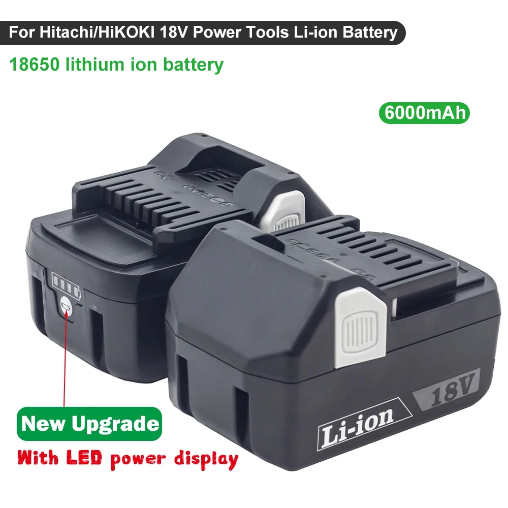 Do elektronarzędzi Hitachi/HiKOKI 18V akumulator litowo-jonowy 6000mAh do BSL1830 BSL1850 BSL1860 BCL1815 EBM1830 BSL1840 330139   DS18DBL