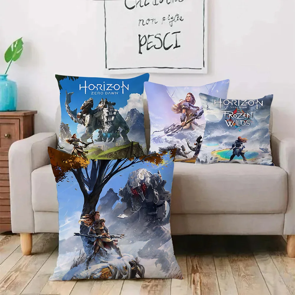 H-Horizo n F-Forbidden Wests Pillow Covers Cartoon Sofa Decorative Home Double-sided Printing Short Plush Cute Cushion Cover