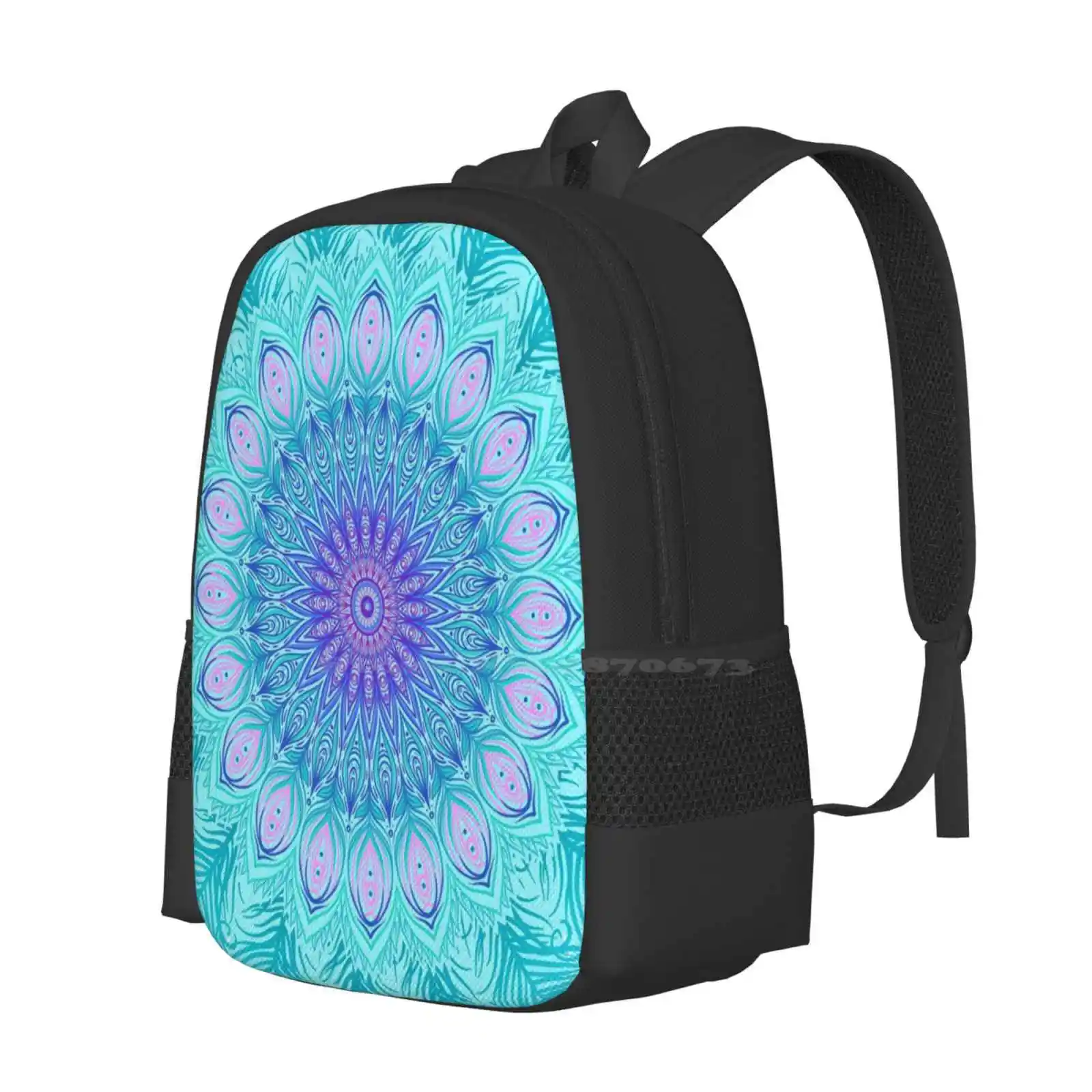 Peacock Feathers Mandala Hot Sale Schoolbag Backpack Fashion Bags Abstract Asian Ayurveda Background Beach Bird Circle Colorful