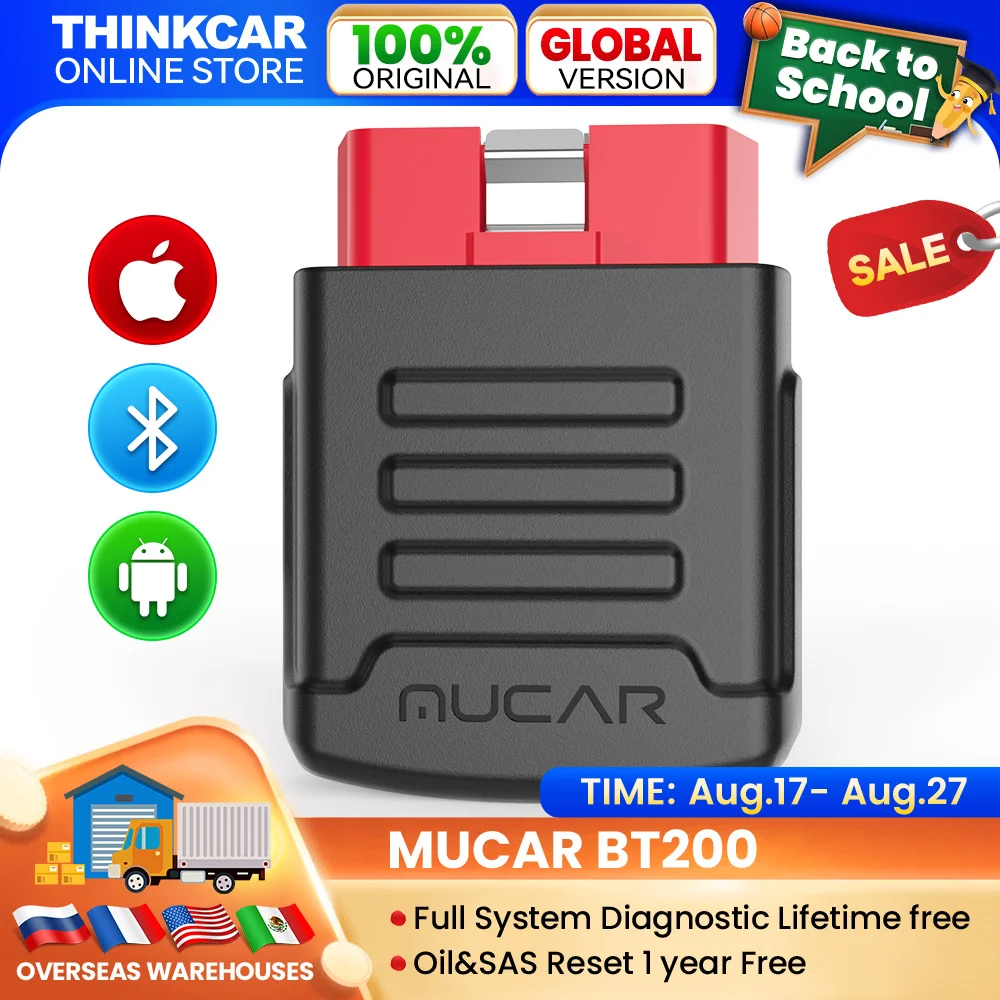 MUCAR BT200 Pro/BT200 Automotive OBD2 Scanner Full System Car Diagnostic Tool Bluetooth Obd 2 Oil SAS 15 Reset for All Car Scan