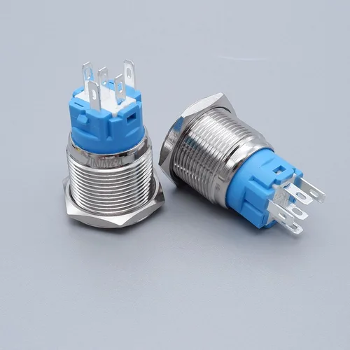 Imagen 2 del producto 40 Uds 16mm 19mm interruptor de botón de Metal PC luz LED de alimentación impermeable arranque de coche encendido apagado enganche momentáneo 3V 5V 6V 12V 24V 220V rojo