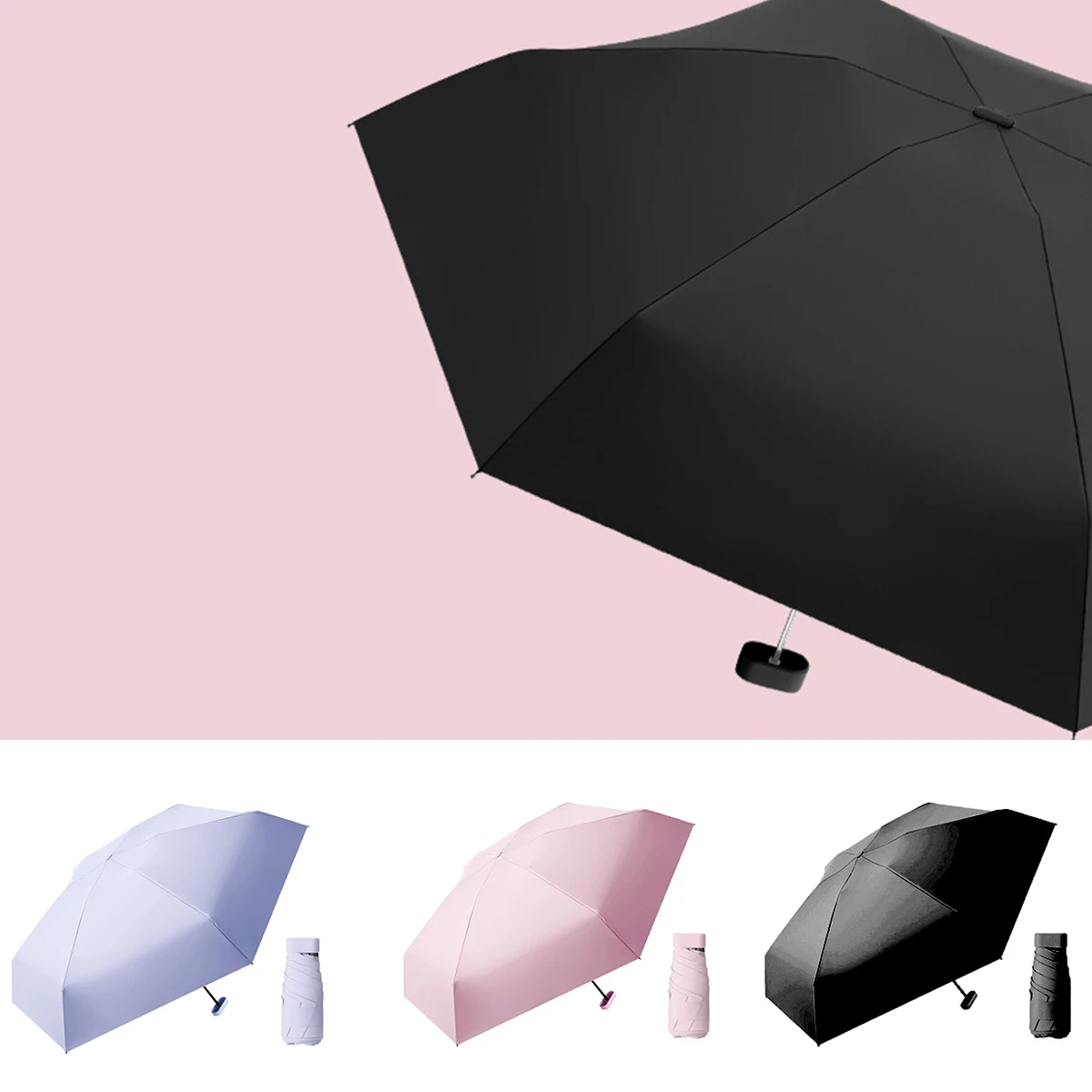 Mini Umbrella Small Travel Umbrella with Case Ultra-Portable Anti-UV Umbrella Compact Pocket Rainproof Windproof Umbrella