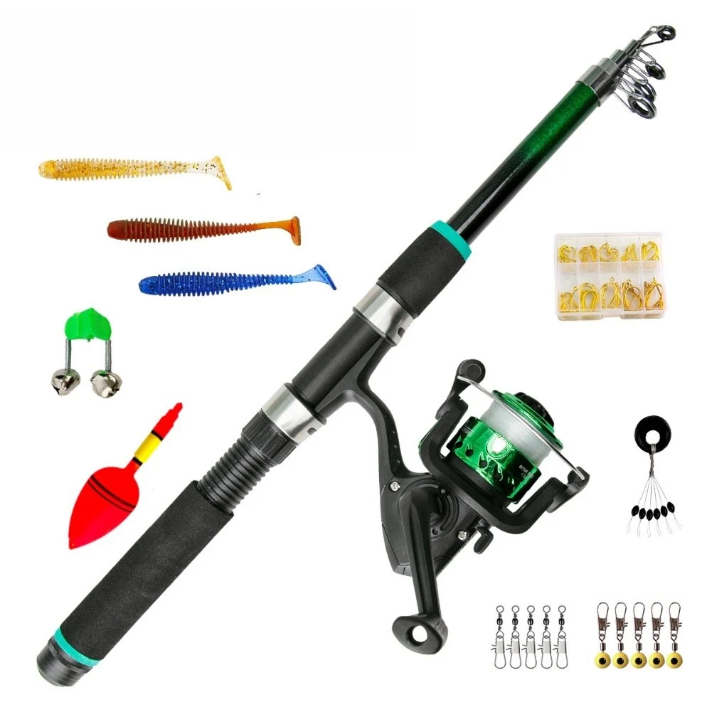 Compact Fishing Rod Reel For combo with Accessories Net Bag and Storage Case for Novice Anglers on Lakes Rivers or Coastlines