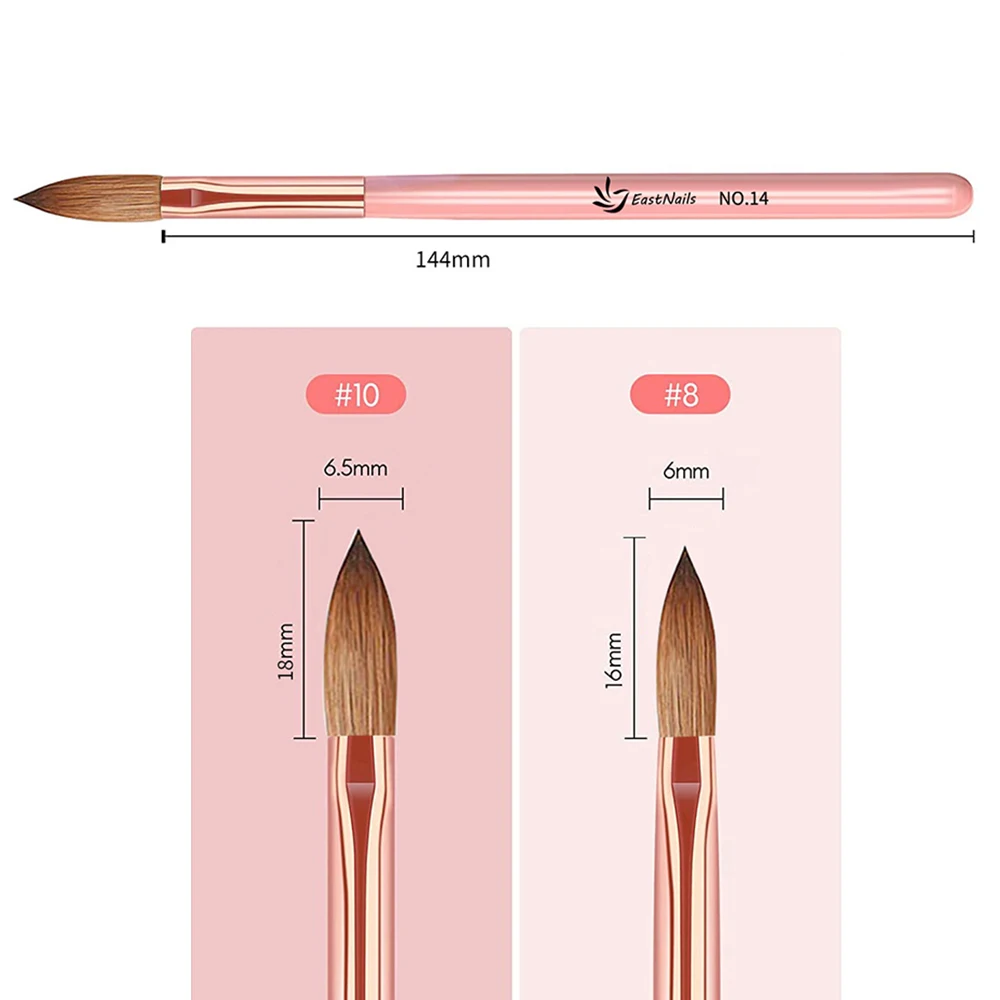 2 szt. 16/18mm zestaw pędzelek do paznokci akrylowych długopis akrylowe pędzle do paznokci różowy uchwyt profesjonalne przedłużanie proszku pędzel do rzeźbienia