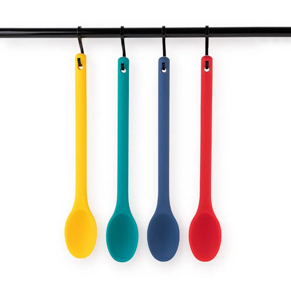 Nonstick Cookware Safe Kitchen Spatula Heat Insulation Stirring Spoon Silicone Mixing Spoon with Long Handle Heat for Cooking