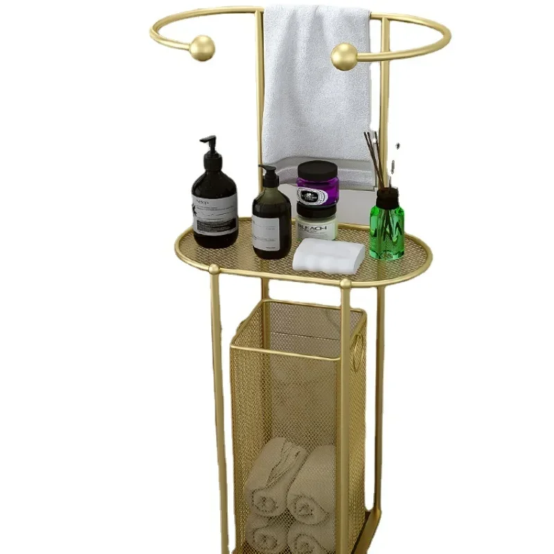 

Nordic Rushed Nordic Bathroom Shelf Toilet Light Luxury Floor Towel Rack Without Punching Hole Home Web Celebrity Dirty