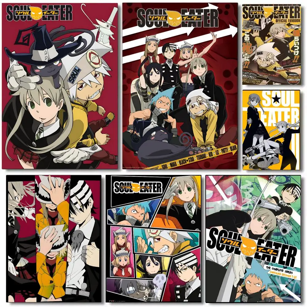 Classic Anime S-Soul Eater Poster Self Adhesive Wall Art Decor for Bedroom Living Room Office Home Decor Gift