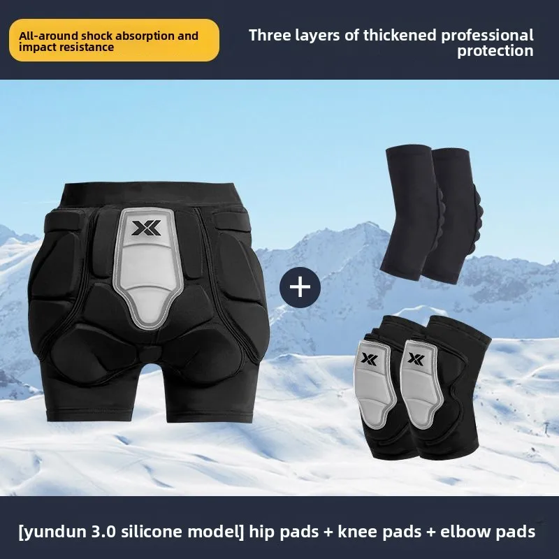 Genuine Ski 3D Protective Gear Kit, Hip Pad Elbow Pad Adult Children Roller Skating Shield Full Knee Pad