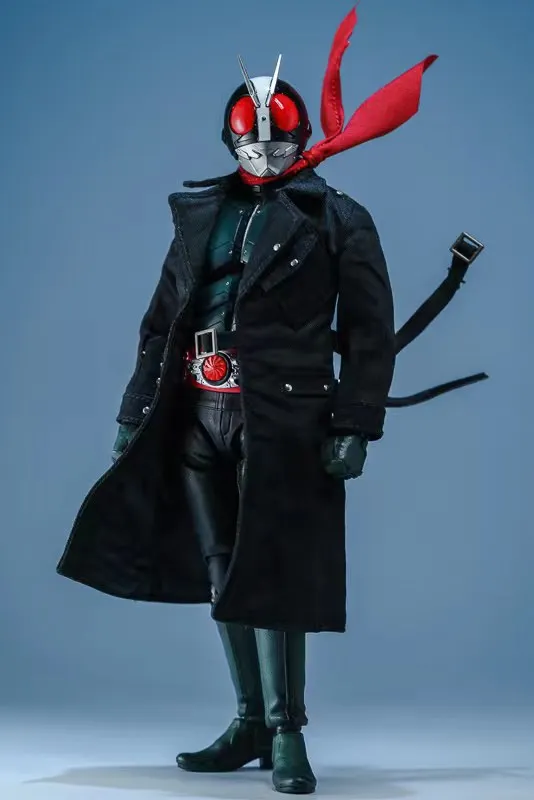 Feito à mão escala 1/12 masculino novo no.2 clássico guerreiro japonês trench coat com lenços vermelhos duplos manto para figura de ação de 6 polegadas