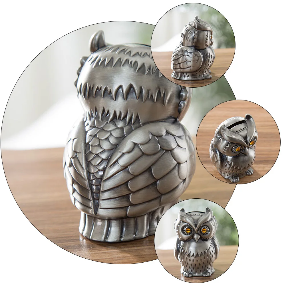 

1Pcs Owl Coin Bank Zinc Alloy Metal Piggy Bank Vintage Money Jar Birthday Gift Metal Money Jar Valentine Gift Animal Coin Holder