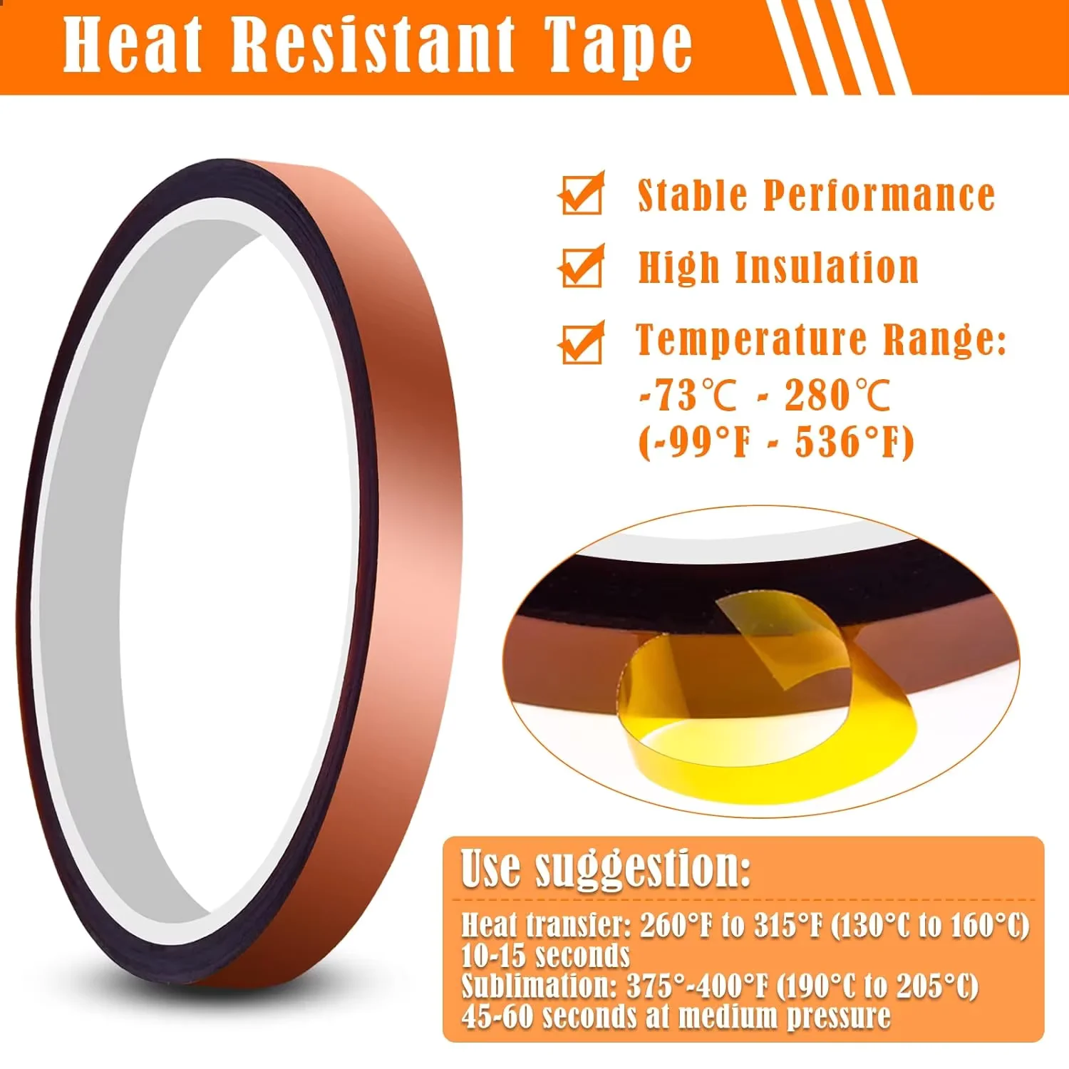Heat resistant tape, residue free high-temperature heat transfer tape, hot pressed HTV art DIY craft high-temperature tape