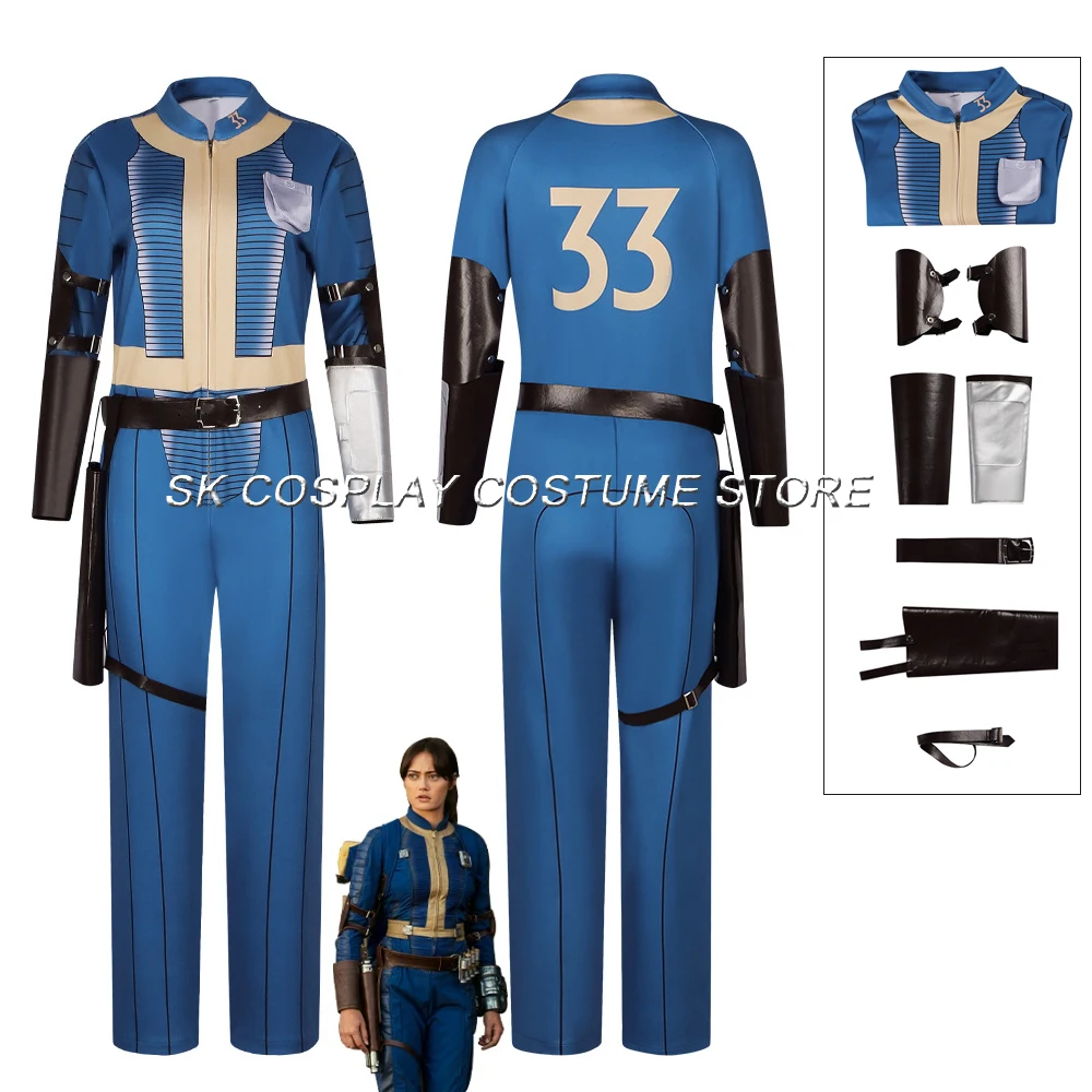 Game TV Fall Cos Out Lucy Cosplay Costume 33 Survivor Jumpsuit Vault Blue Uniform Adults Halloween Party Carnival Outfits Women