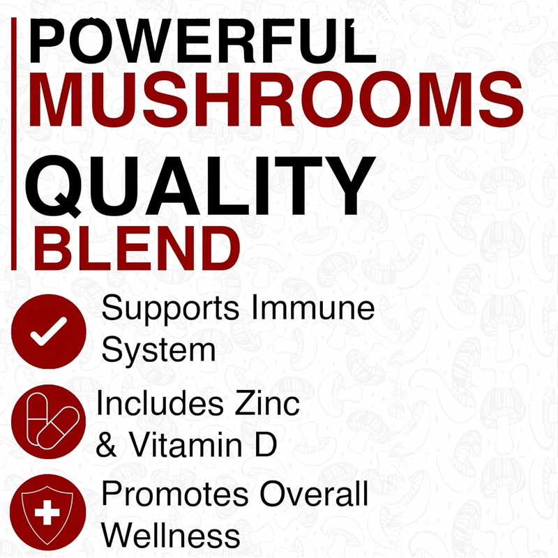 Mushroom Supplement - Contains Lion Mane, Cordyceps sinensis, and Ganoderma lucidum mushroom extracts -60 capsules