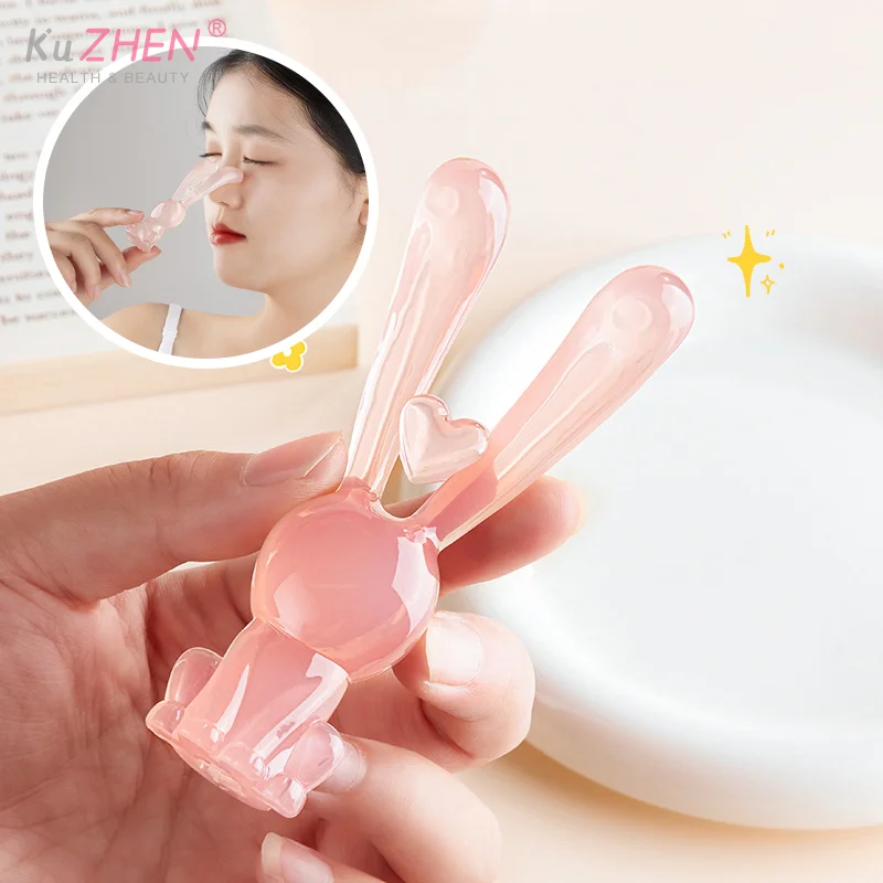 

1 шт., лифтинг лица в форме кролика, гуаша, скребковый массаж, инструменты для лица, массажная пластина, уменьшение отечности, подтяжка носа, уход за гуашами