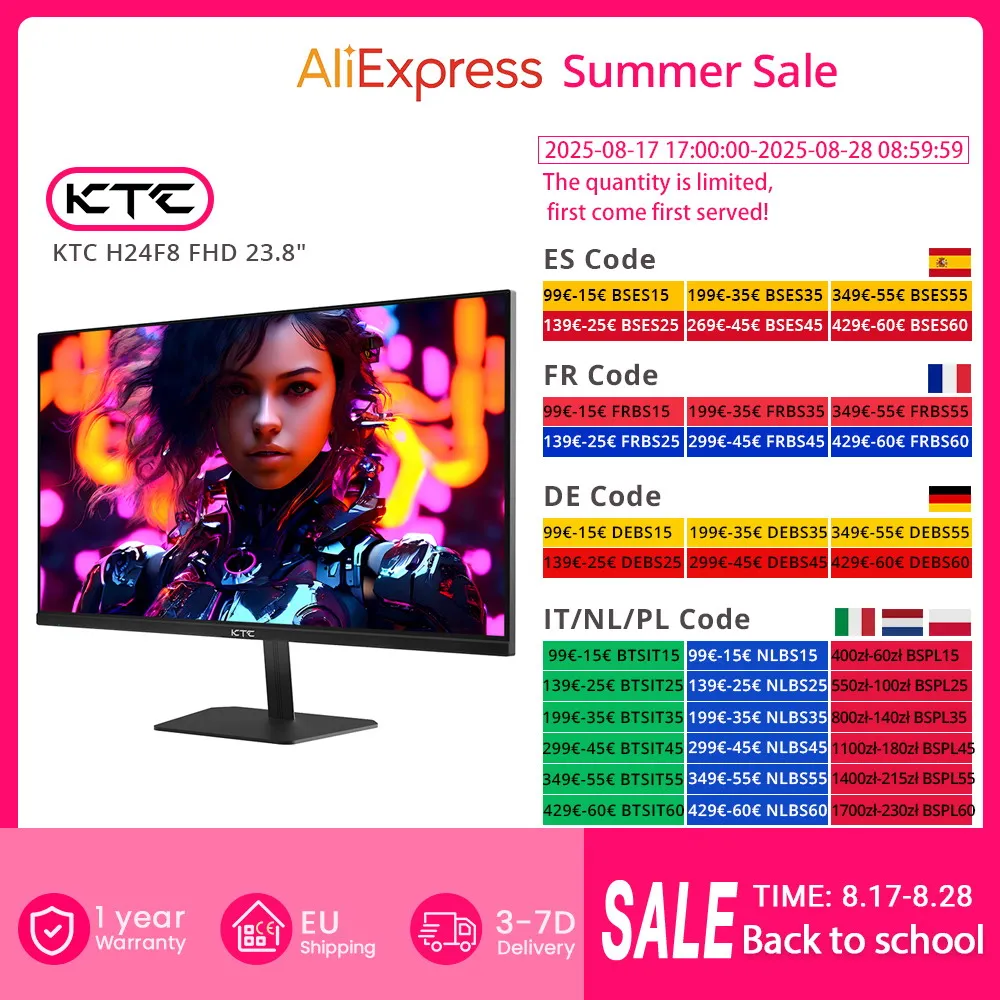 (2025 H24T09P Version amliore) moniteur de jeu KTC H24F8 FHD 23.8 