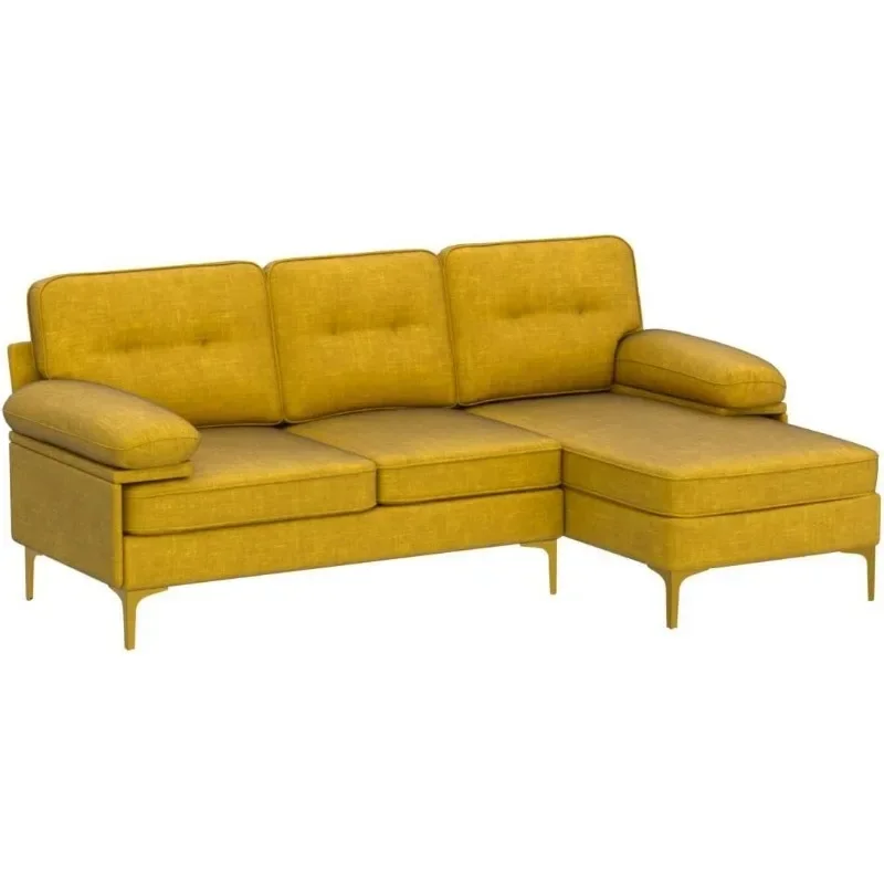 Sofa with Flip-up Recliner, Convertible Sectional Sofa, Chenille Modern Sofa for Living Room, Apartment and Office