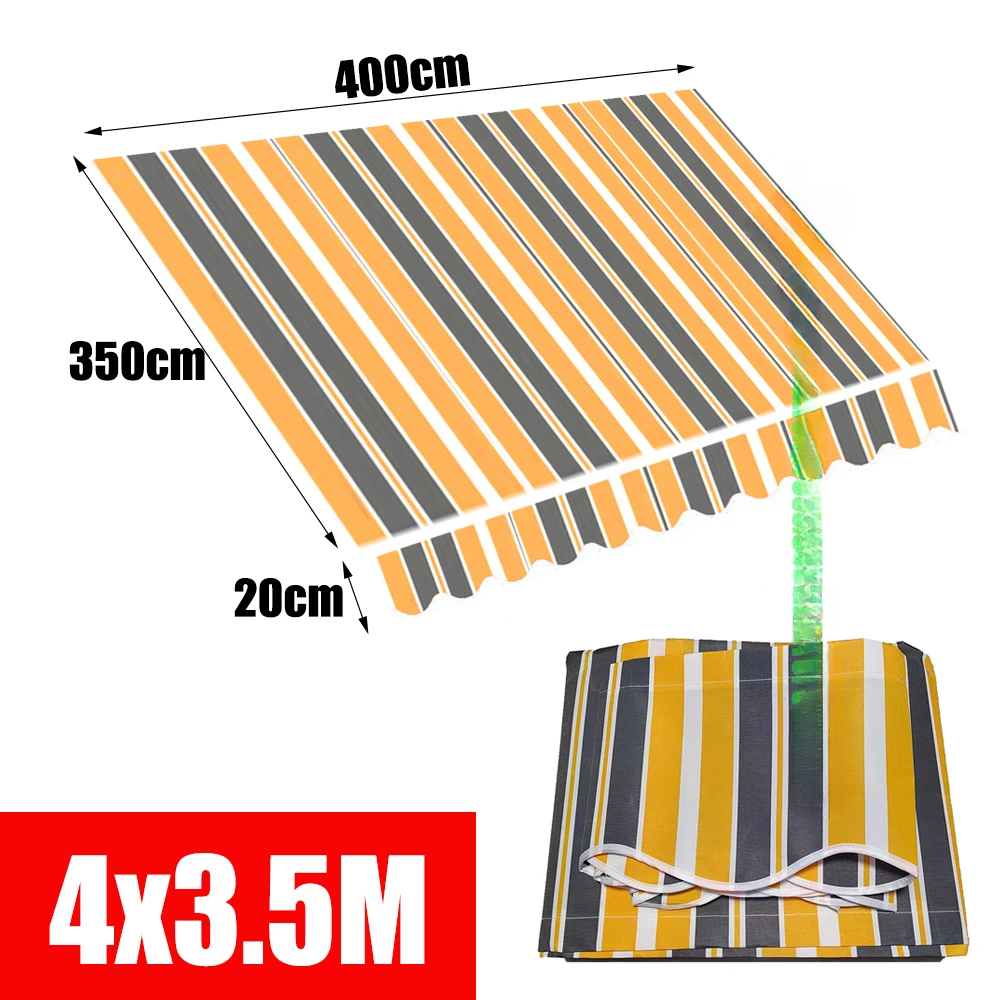 Tricolor Strips Telescopic Canopy Replacement Cloth Poly Fabric Outdoor Awning Waterproof Material Store Banner UV Block