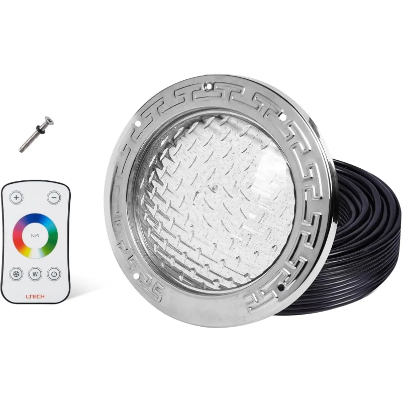 

HQUA PN01DC 120V AC Remote Control LED RGBW Color Change Inground Pool Light, 10 Inch 50W with 100 Feet Cord