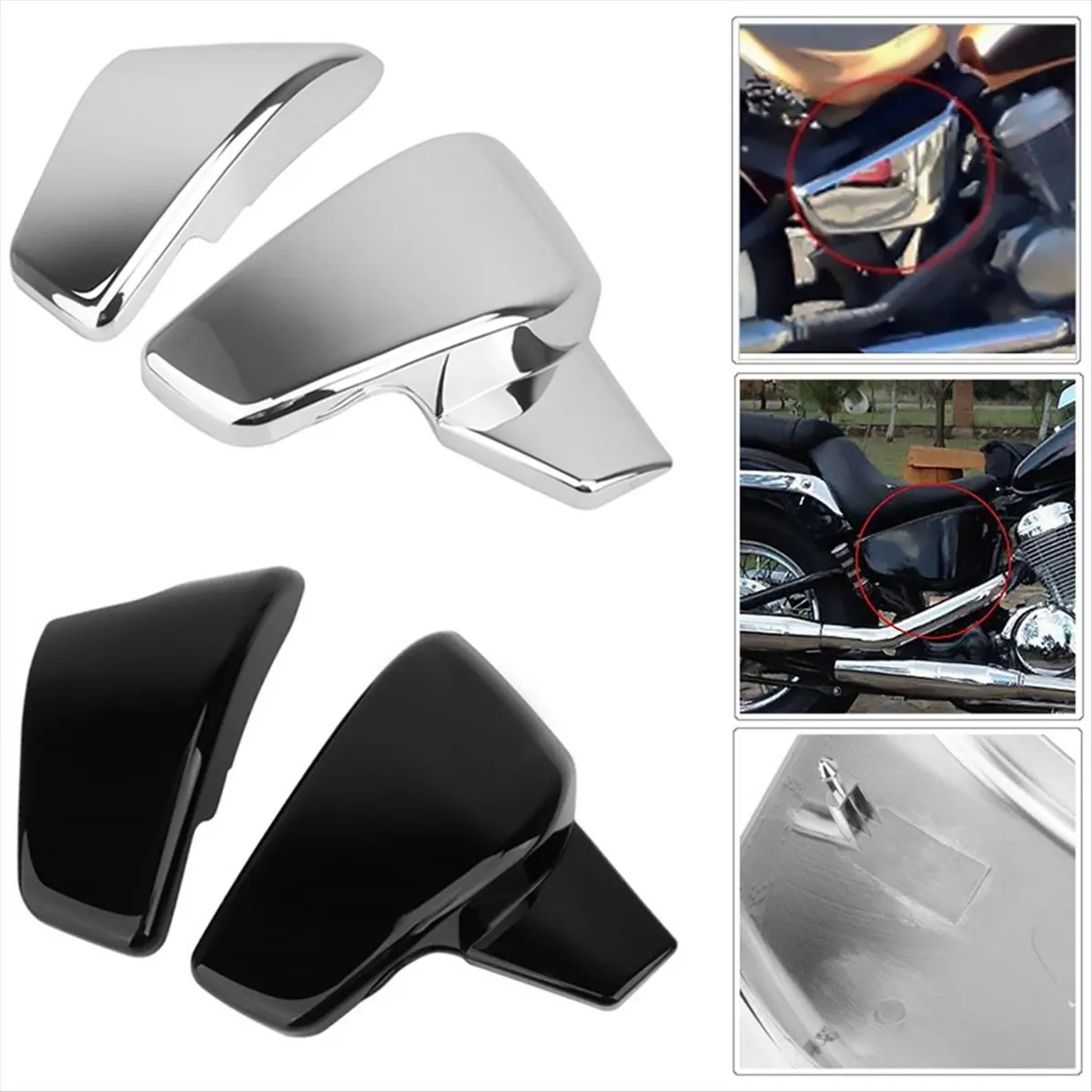 A23Z Motorcycle Battery Side Cover Fairing Guard for VLX600 VT600C Steed 400 600 99-2008 Protection Cover Accessories,A