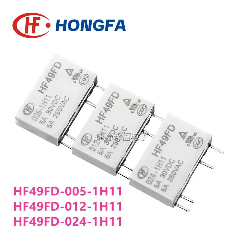 1Pcs HONGFA Relay HF49FD-005 012 024 -1H11 1H11T 1H12 1H12T 4Pin 5A 5V 12V 24V Miniature Power Relay