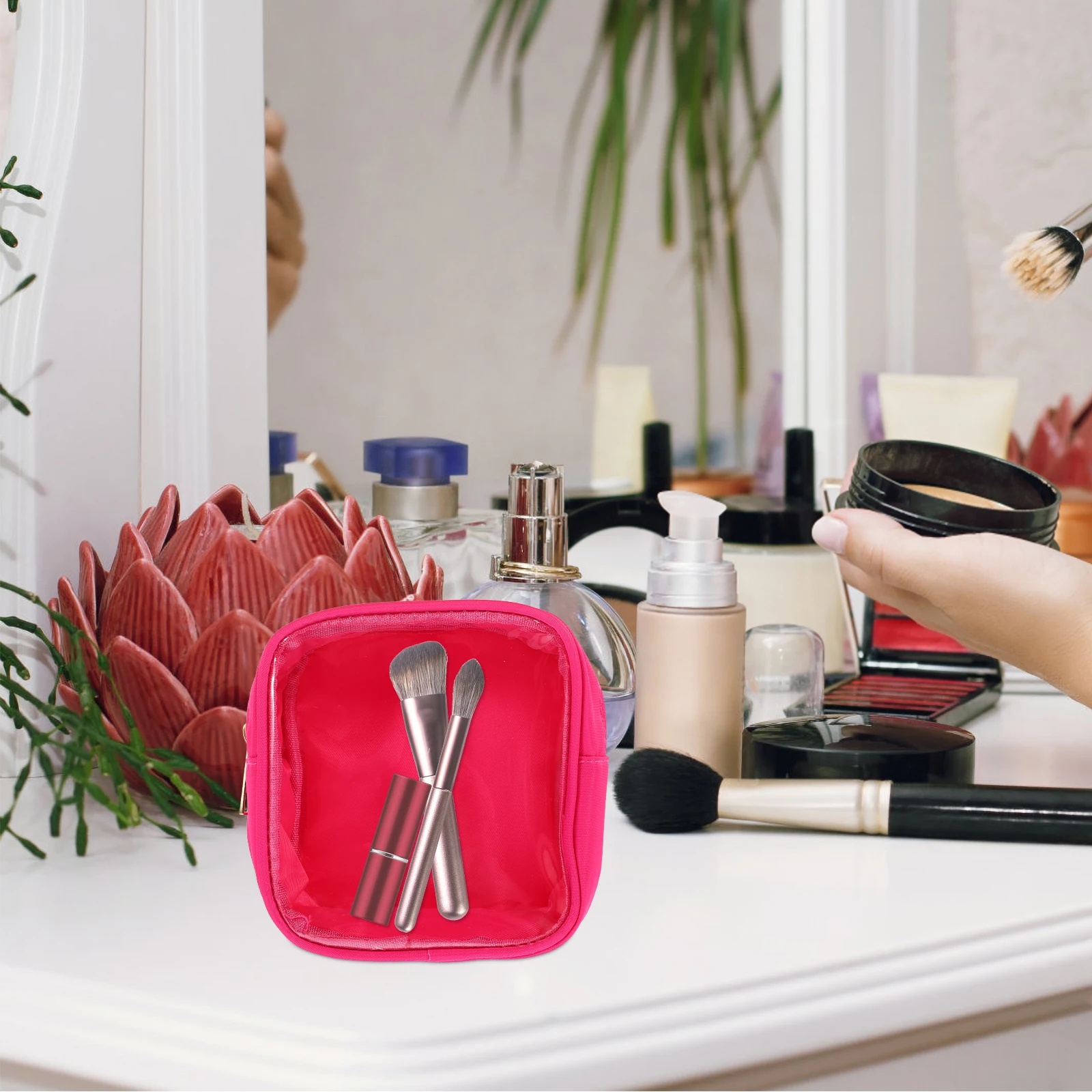 

C y Color Makeup Bag Clear Toiletry Travel ganizer Waterproof Pouch Rosy Storage For Women Portable Zipper