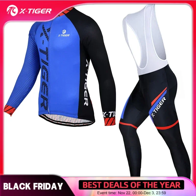 X-Tiger Long Sleeve Pro Cycling Jersey Set Spring MTB Bike Wear Clothes Bicycle Clothing Ropa Maillot Ciclismo Cycling Set