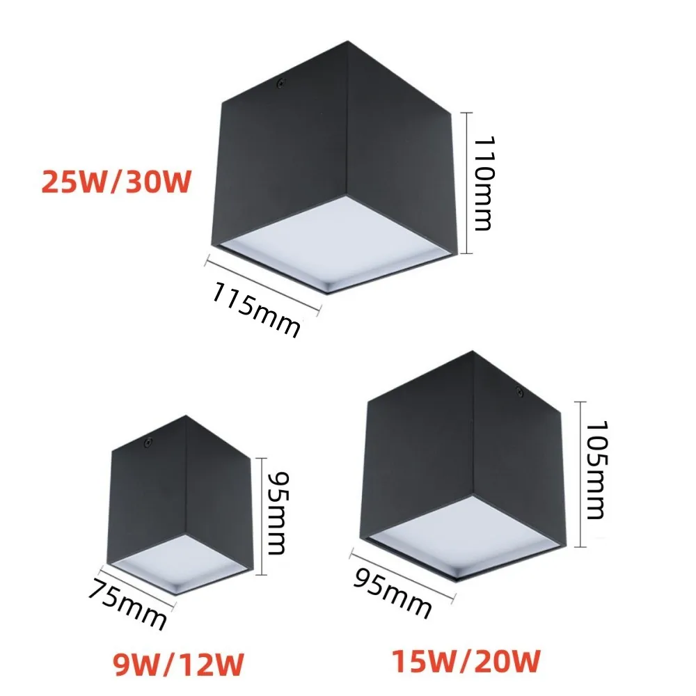 Lampu LED permukaan persegi 9W 12W 15W 20W 25W 30W COB kubus langit-langit Downlight untuk kamar/koridor COB lampu sorot pencahayaan Interior