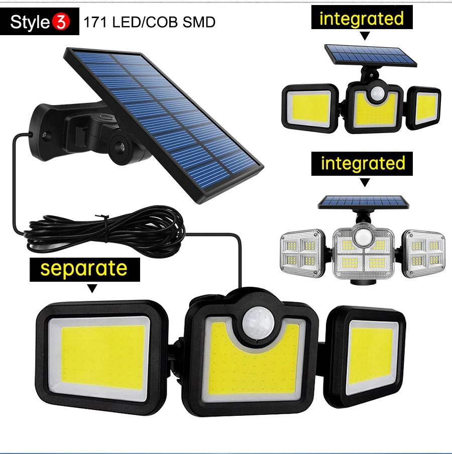 20w Solar licht 122/333led ip65 wasserdichte Solar-Garten lampe für den Außenbereich mit einstellbarem Weitwinkel mit 3 Modi – Detail 10