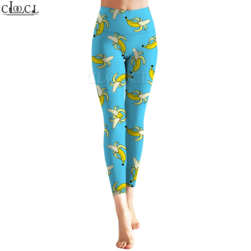 CLOOCL Pantalones para Mujer Estampado de plátano Push Up Fitness Cintura Alta Entrenamiento Leggings Sexy Yoga Gimnasio Entrenamiento Pantalones de Poliéster