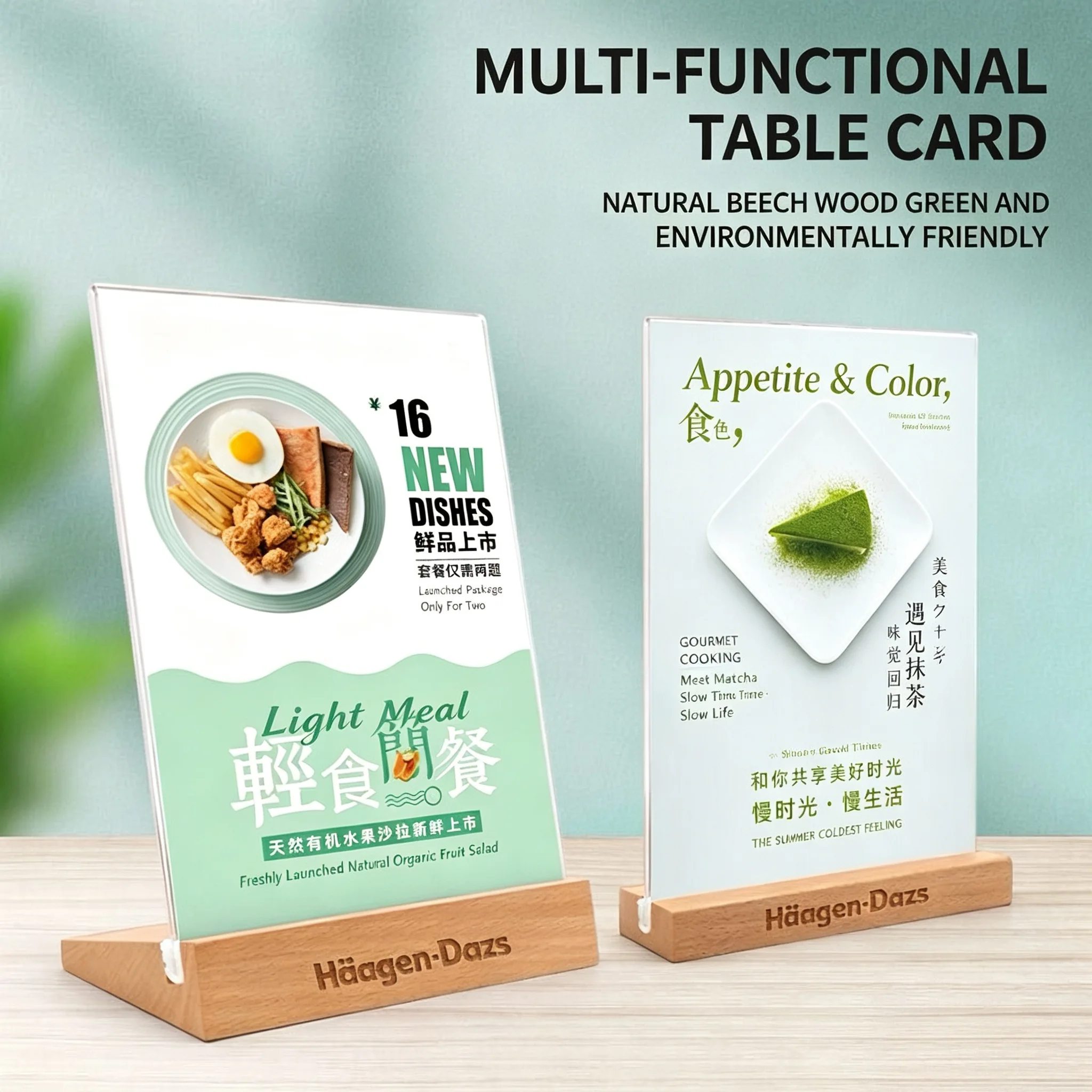 

5 Pieces A6 10x15cm Acrylic Table Sign Holder Display Stand Wood Base Price List Restaurant Menu Signs Stand