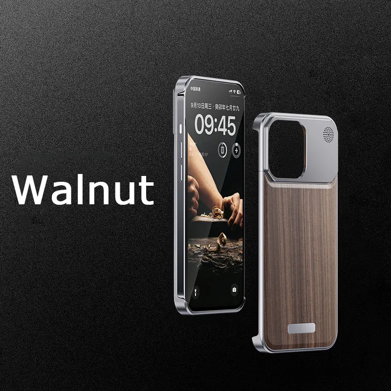 

Metal Solid Wood Phone Case For Iphone 14 15 Pro Max Aromatherapy Aluminum Alloy Walnut Ebony Phone Cover For IPHON 14 15 Promax