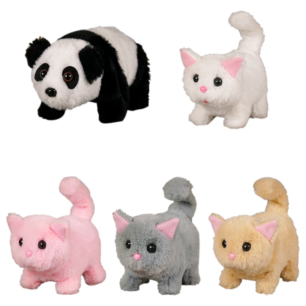 Cat Panda Electric Simulation Plush Toy Kawaii Kitten Stuffed Doll American Shorthair Kitty Pet Doll High Quality Birthday Gift