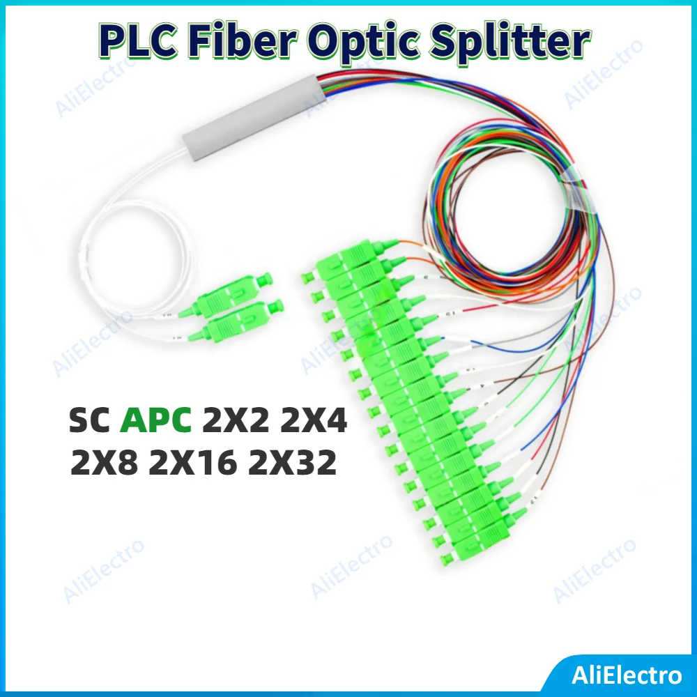 NEW SC APC Fiber Optic Splitter 2X2 2X4 2X8 2X16 2X32 PLC splitter optical fiber splitter SM 0.9mm G657A 9/125um