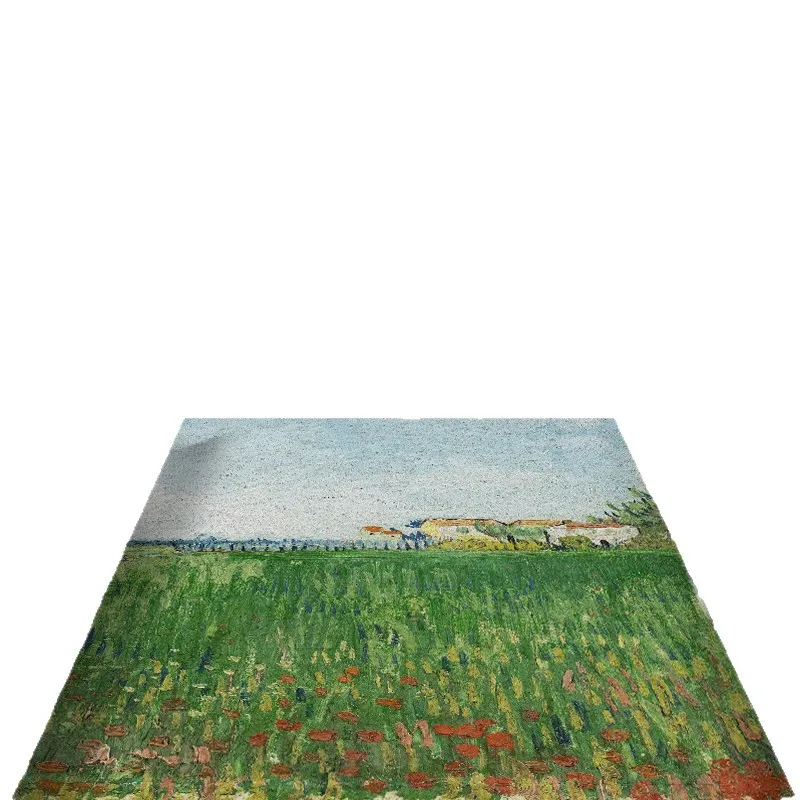 Oil painting fresh entry door foot mats can be cut when entering the door, silk circle carpet, porch door non-slip foot mats