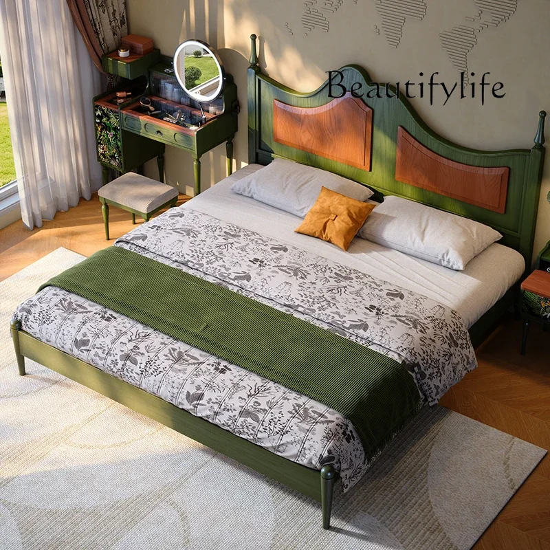 

yj5 French antique wedding bed master bedroom high-end atmosphere American household solid wood bed