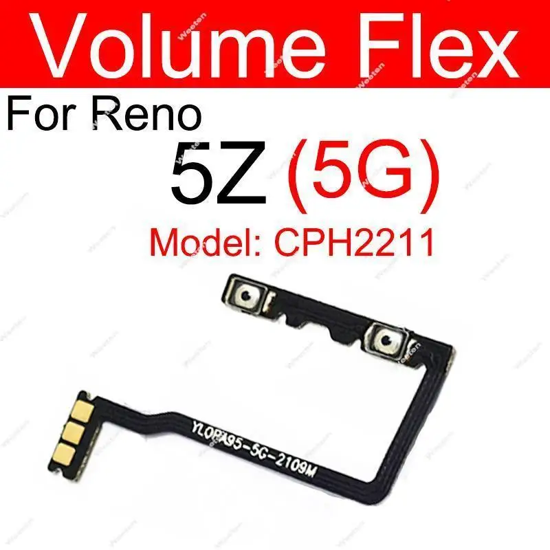 Power Volume Flex Cable For OPPO Reno 5Z 5K 5F 5 Lite 5G Side Button Power Volume Flex Ribbon Replacement