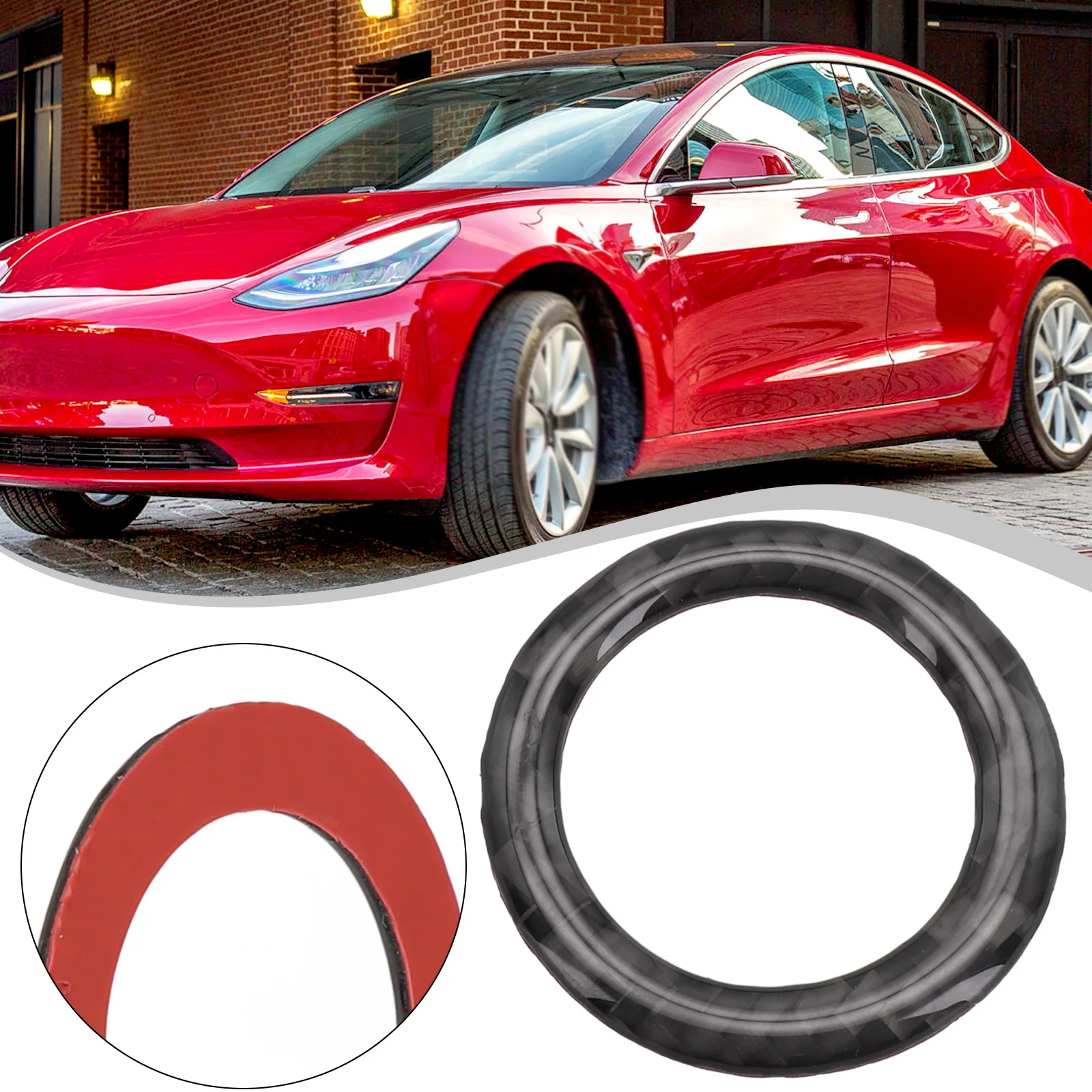 

For Tesla Trunk Button Sticker Car Accessories Black/Red Carbon Fiber Protection Soft Practical High Quality New