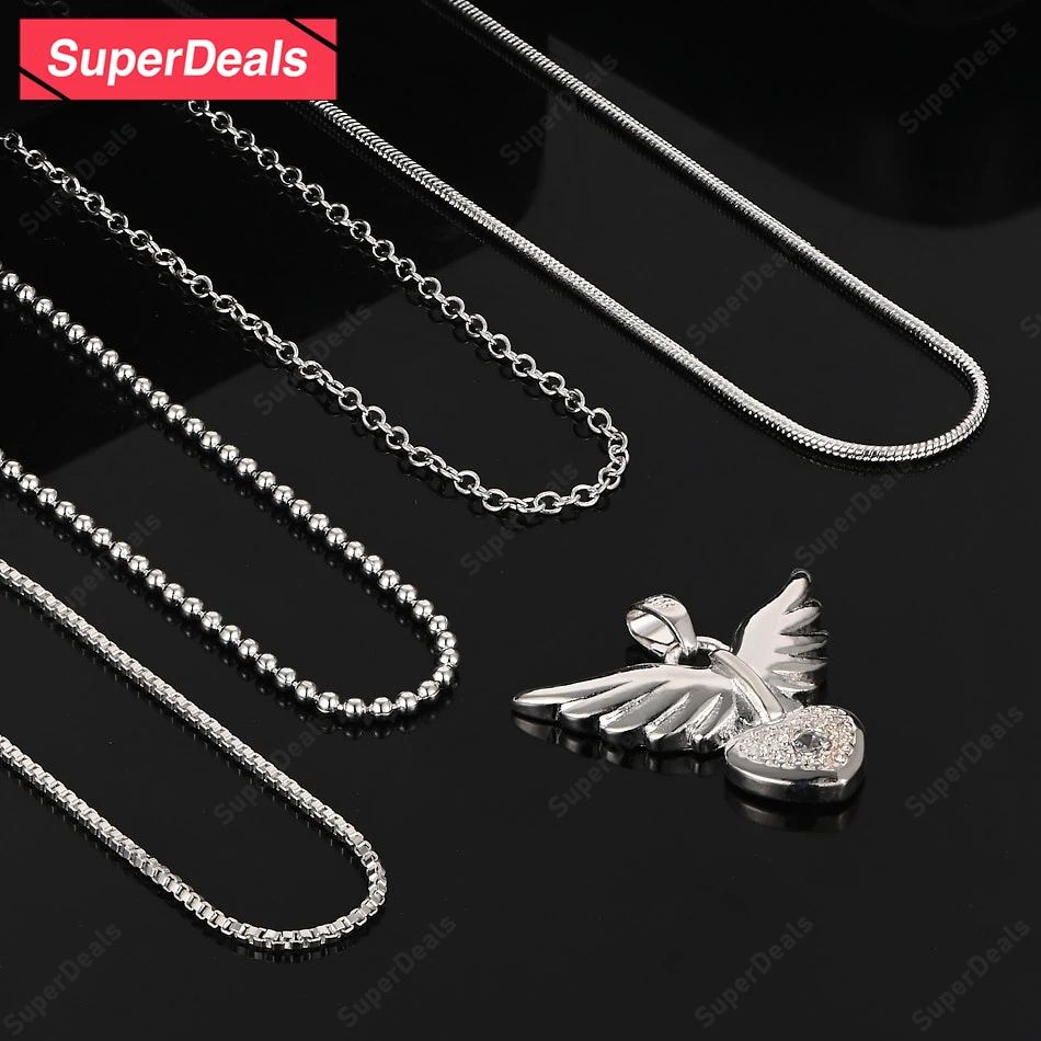 Superdeals 925 Sterling Silver Zircon Heart Angel Wings Pendant Necklace Women Fashion Party Birthday Nice High Quality Jewelry