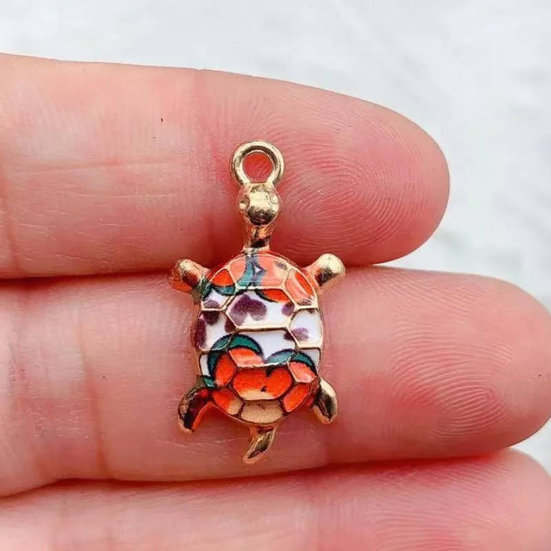 10pcs Enamel Sea Turtle Charm for Jewelry Making Supplies Bulk Animal Cute Necklace Pendant Phone Earring Charms Diy Accessories