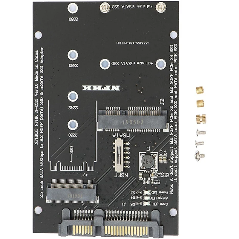 M.2 NGFF MSATA SSD إلى 2.5 بوصة SATA 6.0Gbps 2 في 1 محول بطاقة محول دعم الكمبيوتر المحمول مخطط القرص الصلب