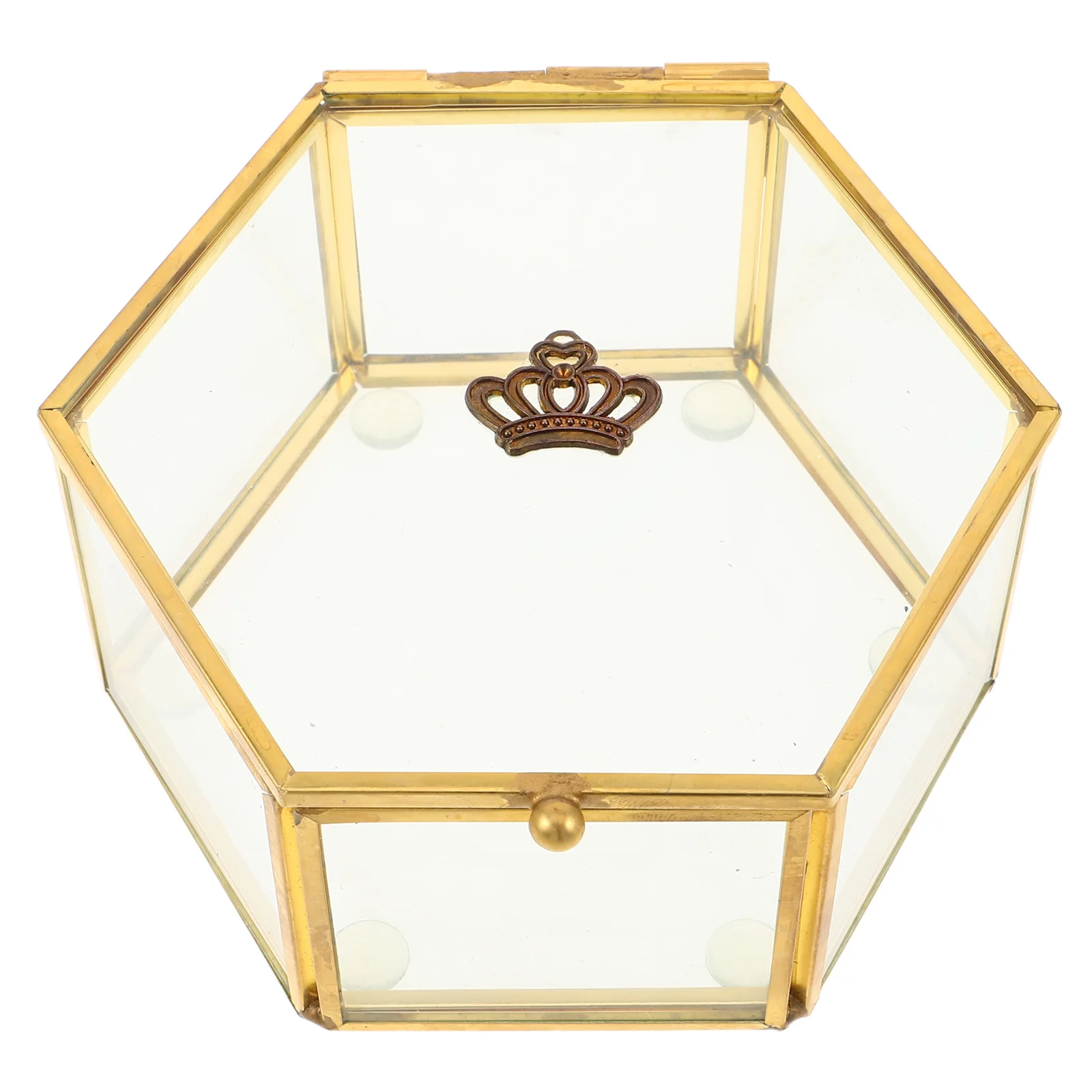 

Clear Glass Jewelry Box with Metal Trim Spacious Storage for Accessories Transparent Top Display Case for Home Organization Gift