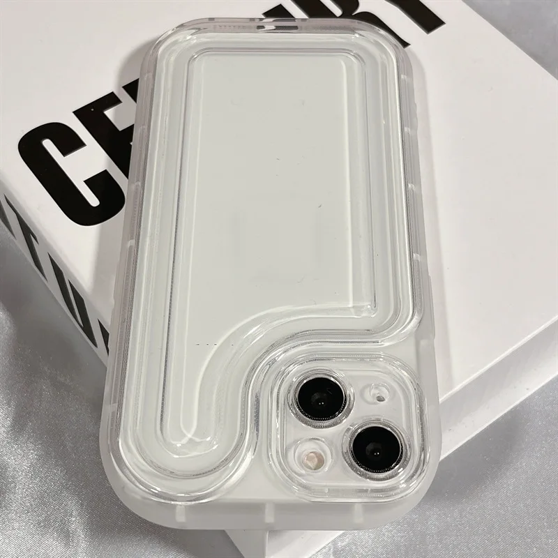 Simple And Transparent Airbag Materials Phone Case For iphone14 13 12 11ProMax X XR XSMAX 78Plus TPU Fall Prevention Case Cover