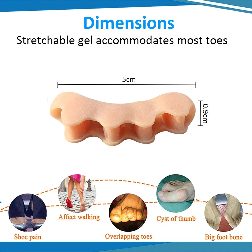 펙스멘 2/4개입 무지외반증 교정 및 발가락 원래 모양 복원 여성 및 남성용 젤 발가락 분리기