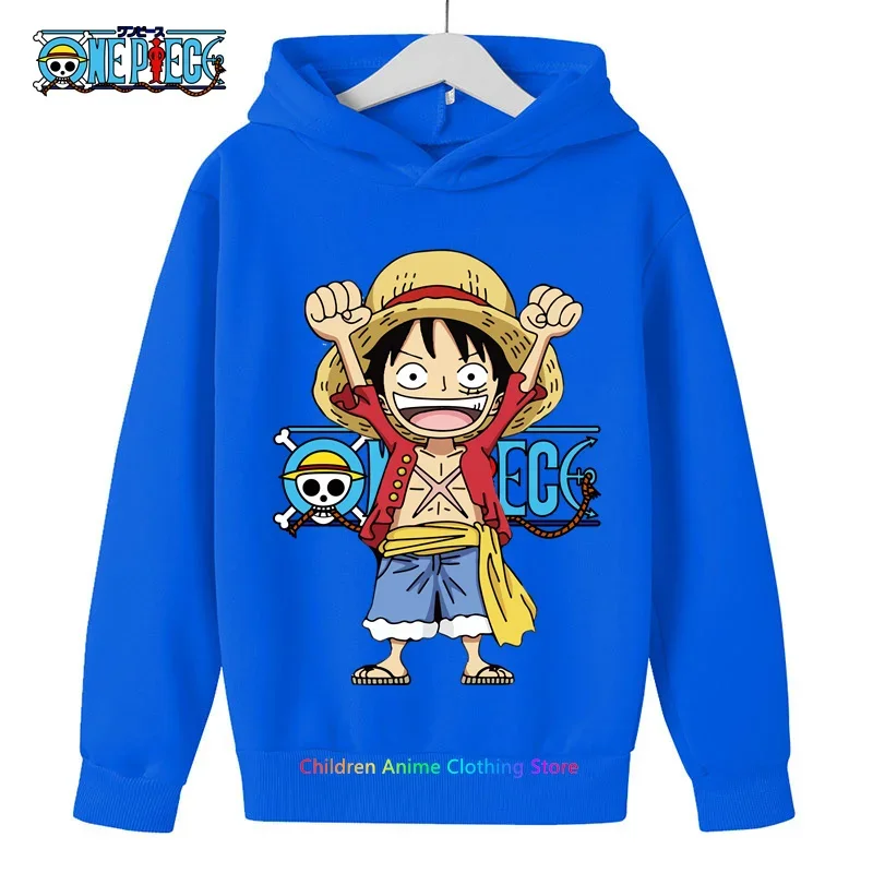 

New One Pieces Hoodie Kids Luffy Printing Cool Boys Casual Clothes Cartoon Anime Harajuku Girls Sportswear