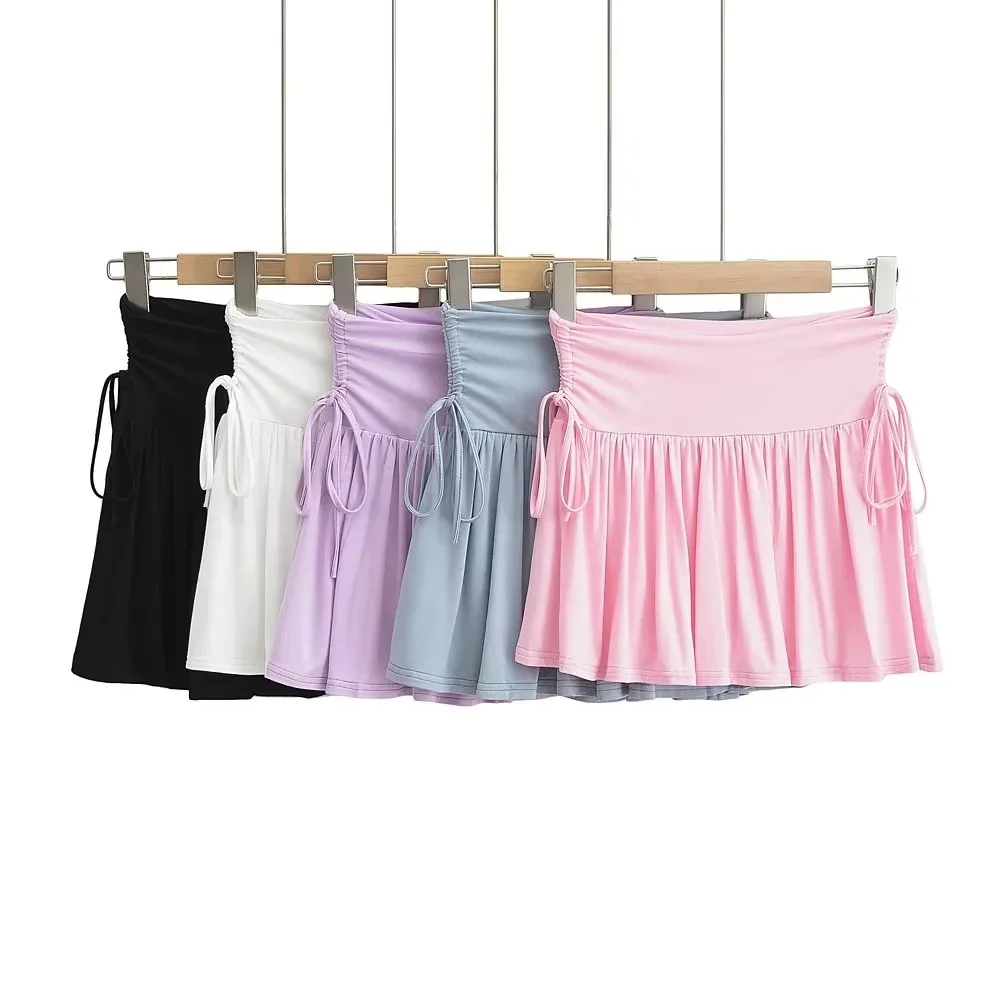 Sweet Midi Skirt Street Pleats Women's High Waist Yoga and Fitness Skirt That Looks Taller and Slimmer Solid Color A-line Skirt