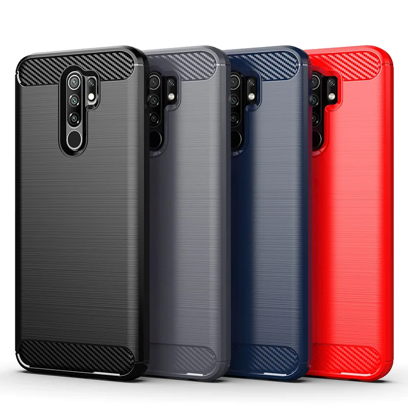 Carbon Fiber Case for Redmi 9 9prime xiaomi poco m2 Silicone Cases for Mi Poco M2 Reloaded Full Protective Soft Phone Cover