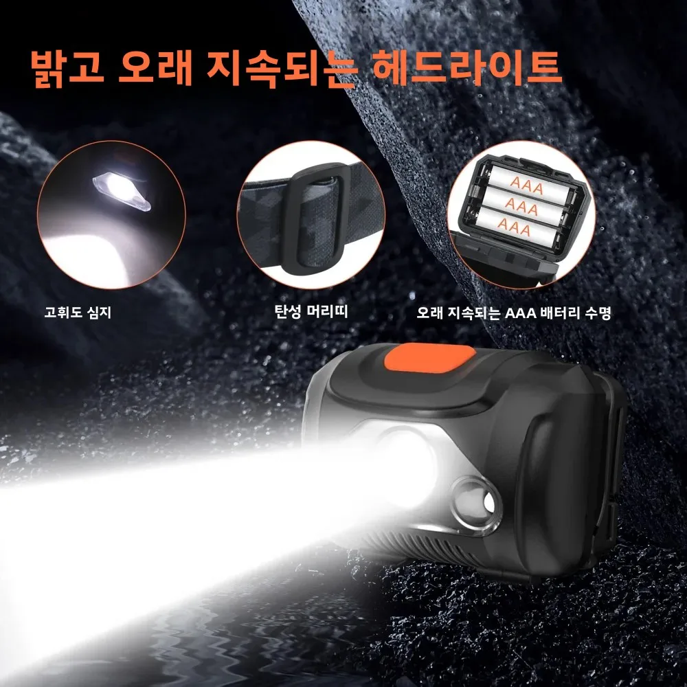 BORUiT-minilinterna LED H09, faro blanco y rojo ABS, resistente al agua IPX4, batería AAA, para caza