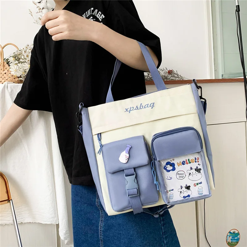 Waterproof Canvas Women Handbags Shoulder Bag Large Capacity Shopping Tote Bag Handbag Messenger Cross Body Book Bags for Girls